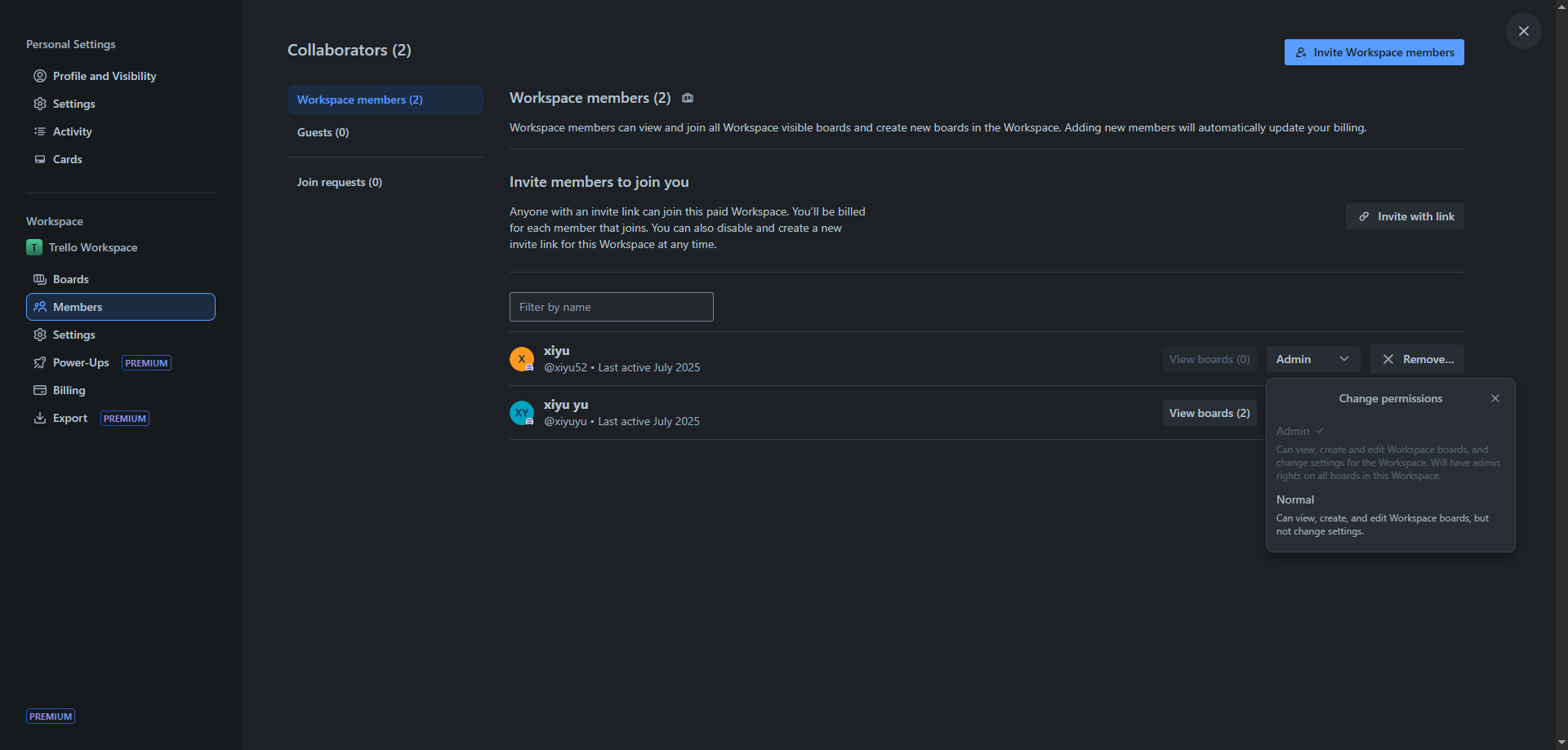 Screenshot for Change Admin to Normal Permissions