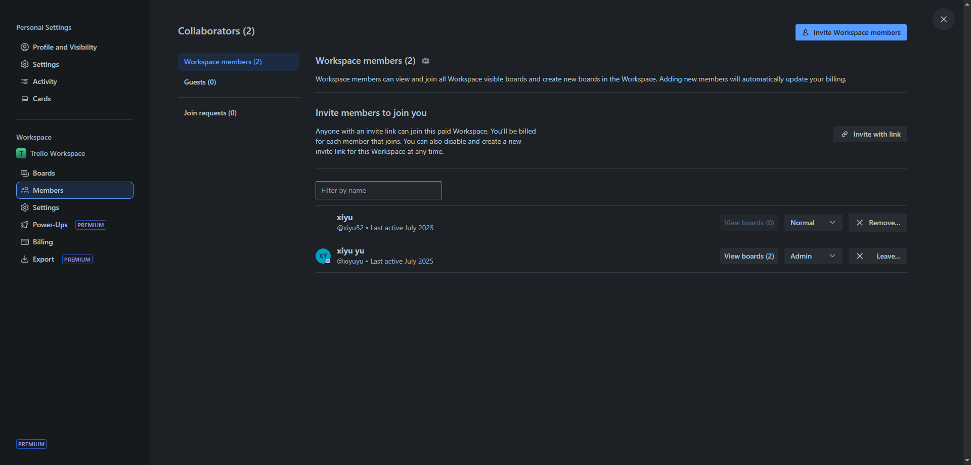 Screenshot for Access Member Permission Settings