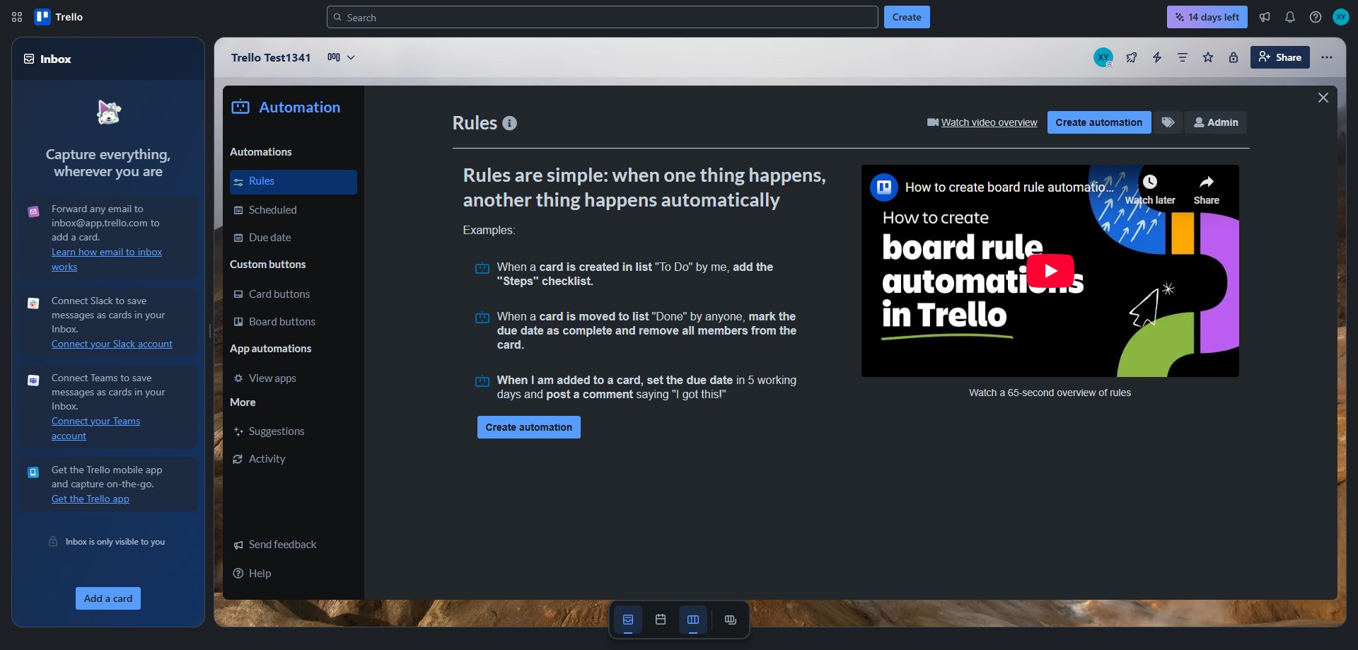 Screenshot for Access the Rules Overview