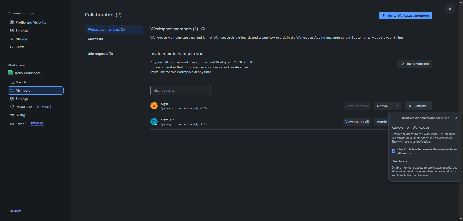Screenshot for Confirm Member Removal