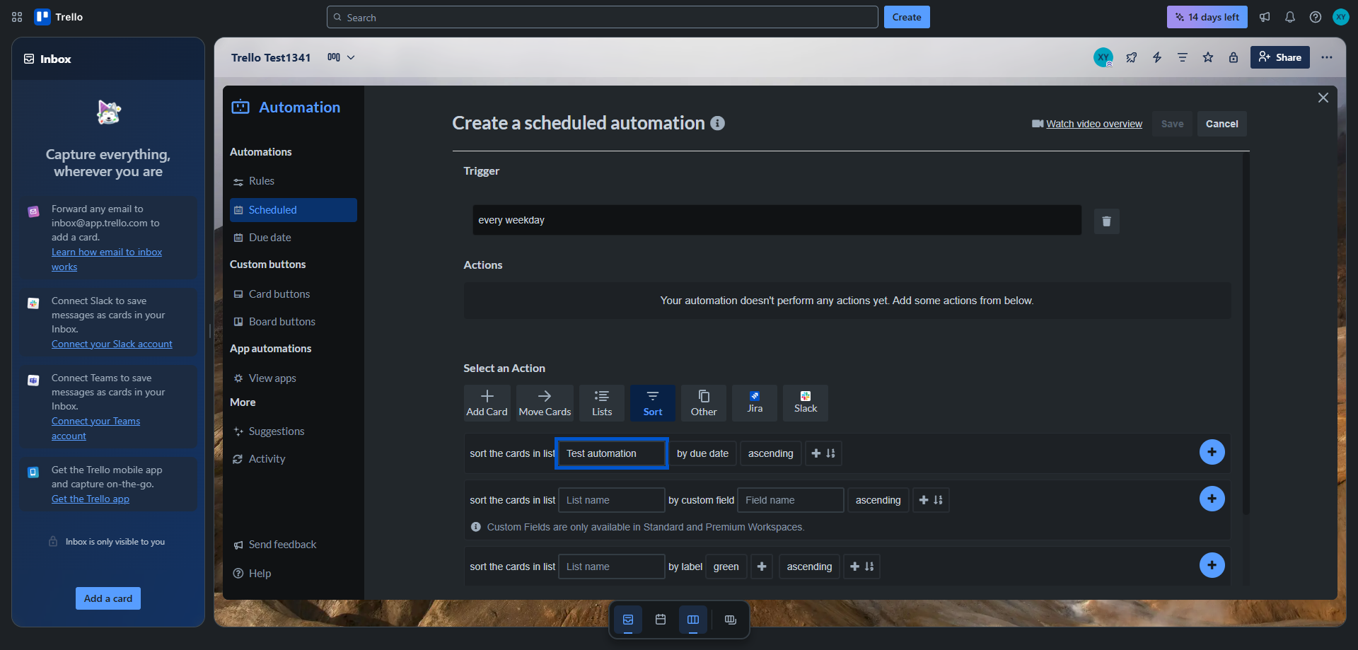 Screenshot for Set Schedule Parameters