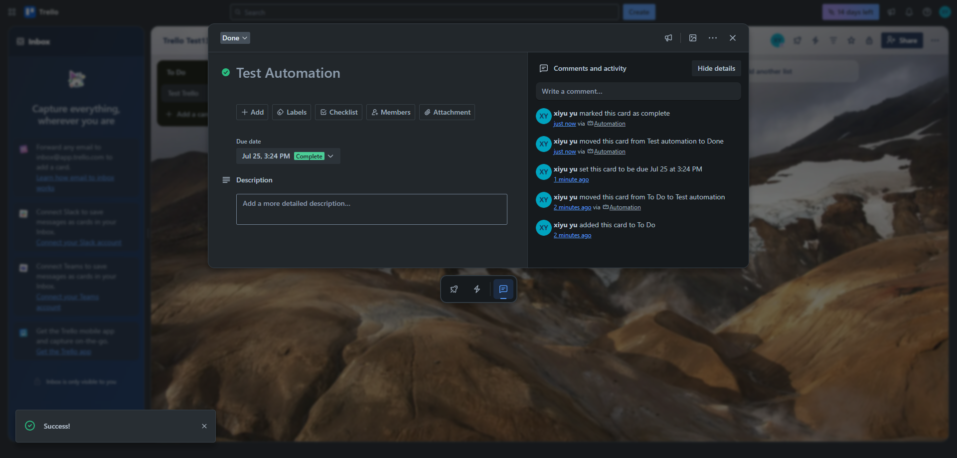 Screenshot for Verify Card Button Creation