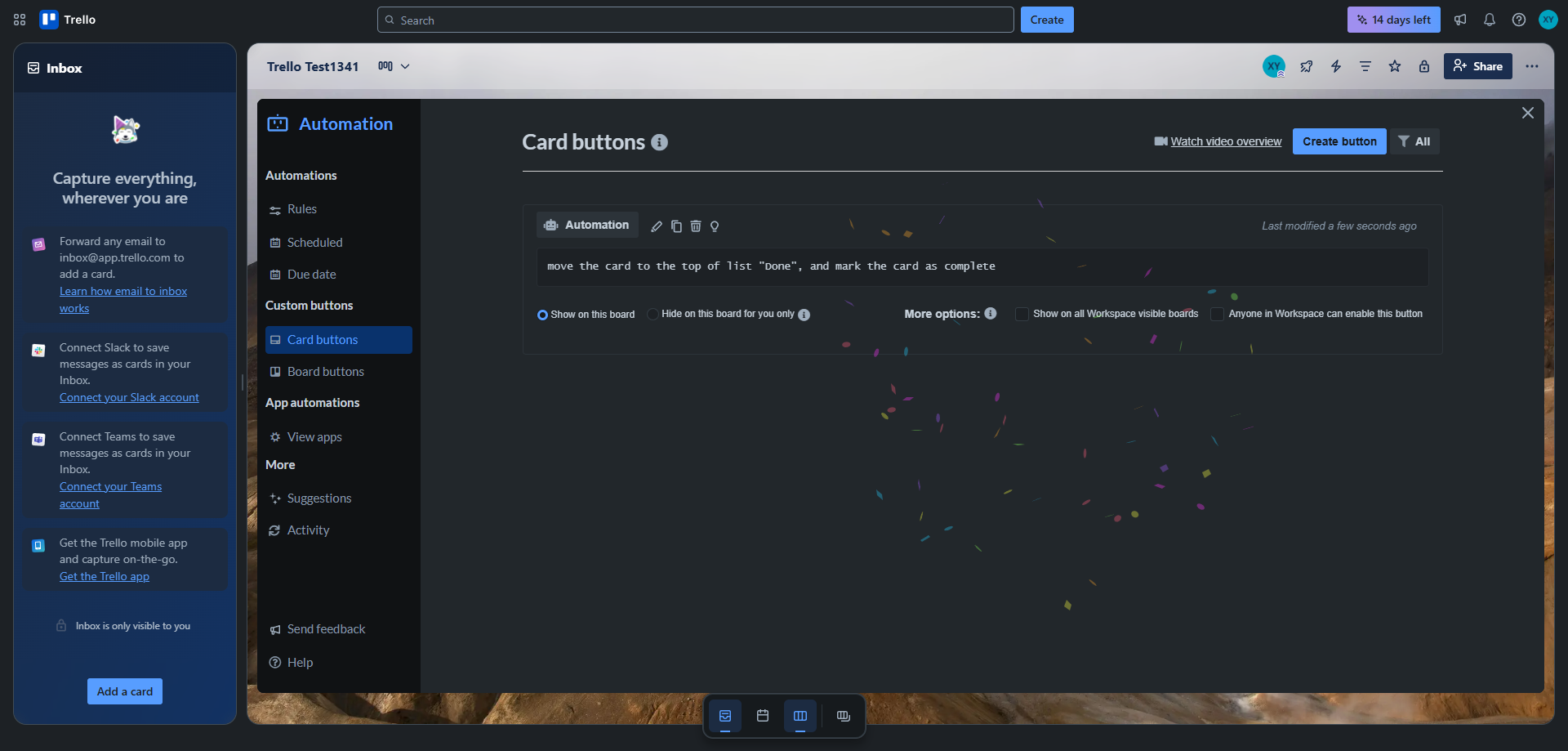 Screenshot for Save Card Button Configuration
