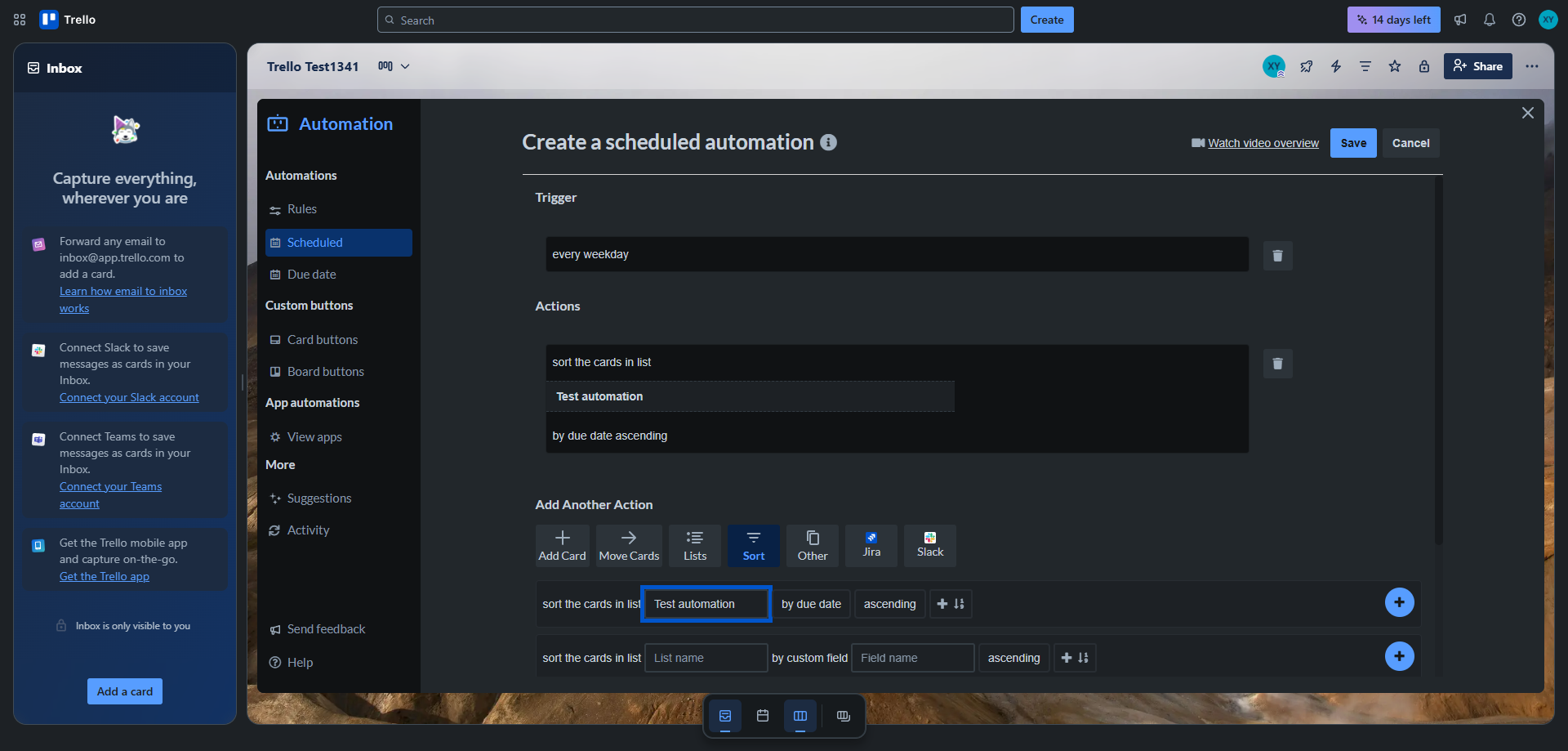 Screenshot for Configure Actions