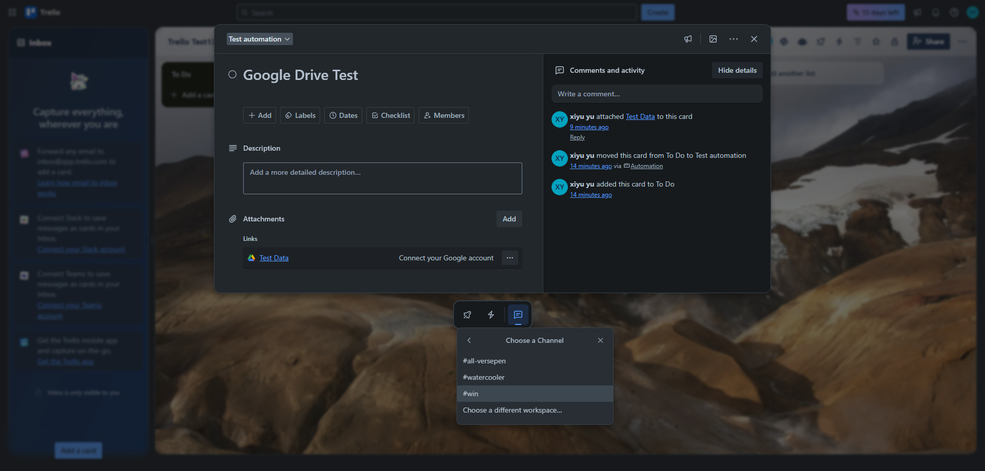 Screenshot for Select Target Channel
