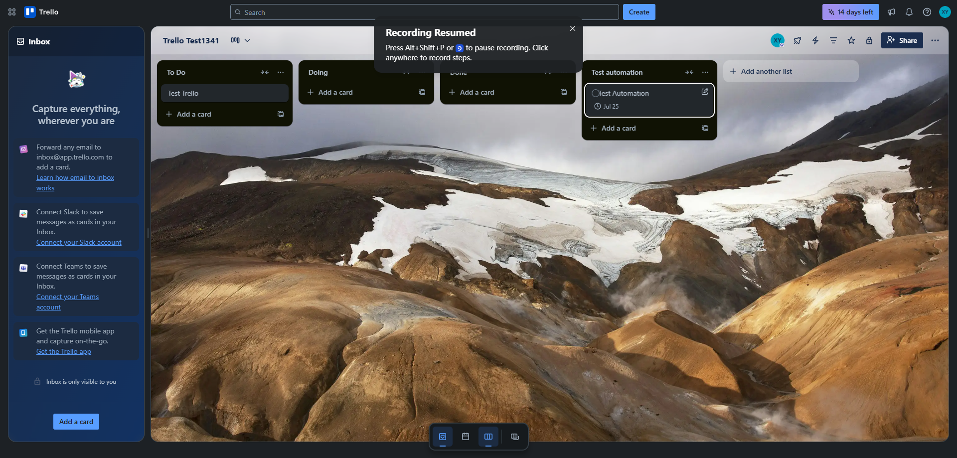 Screenshot for Navigate to Workspace