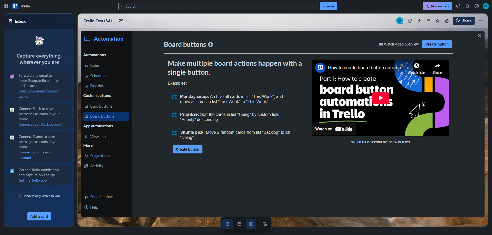 Screenshot for Navigate to Board Buttons Section