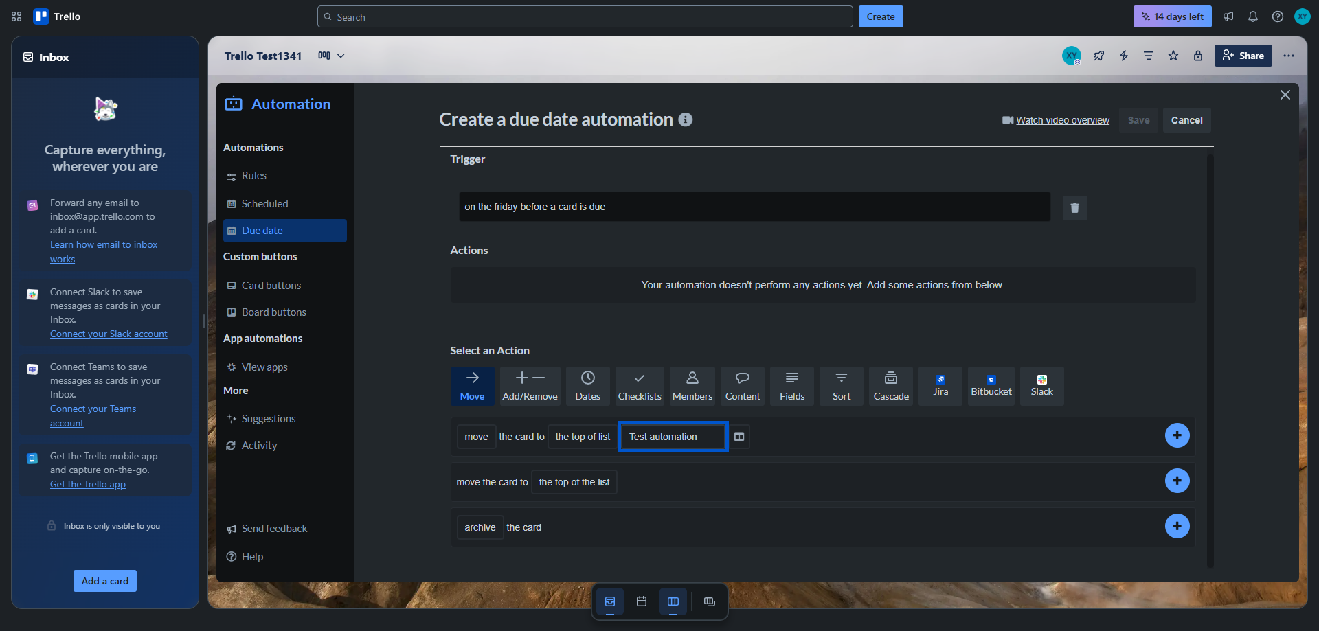 Screenshot for Select Action Type