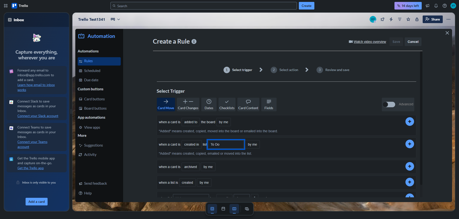 Screenshot for Browse Available Triggers