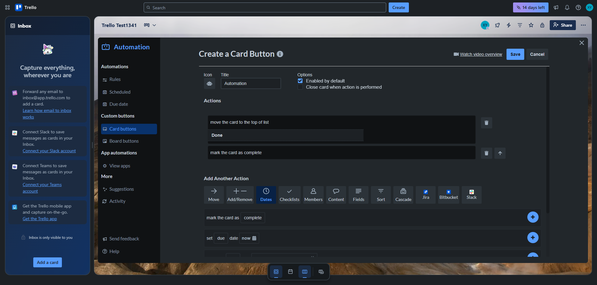 Screenshot for Define Button Actions