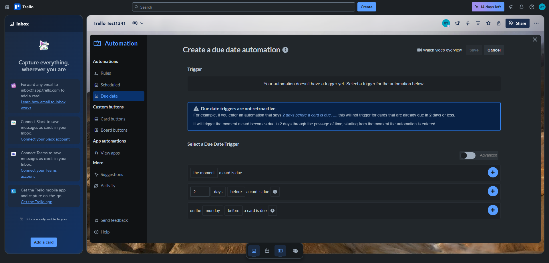 Screenshot for Set Up the Automation Trigger