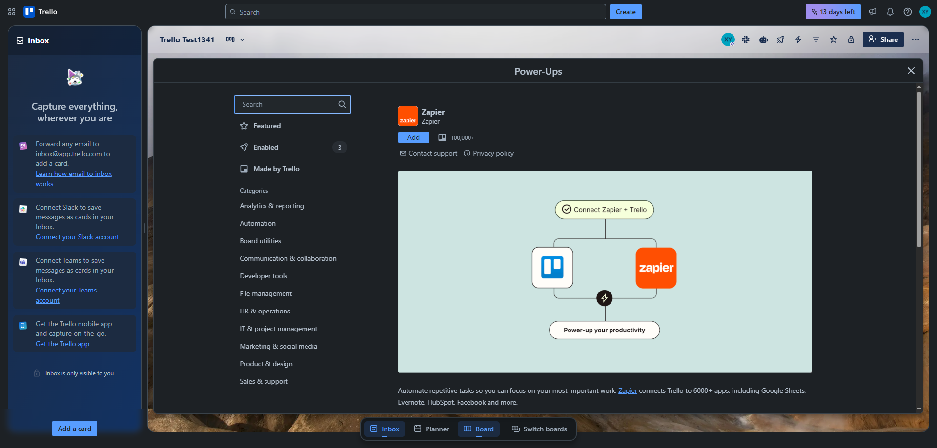 Screenshot for Add Zapier Power-Up