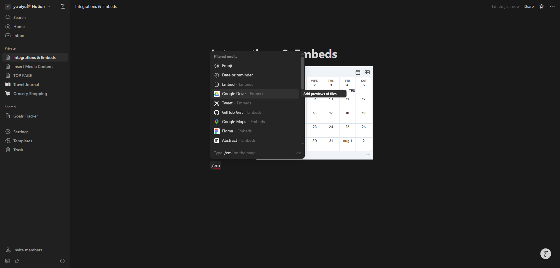 Screenshot for Select the Embed Option