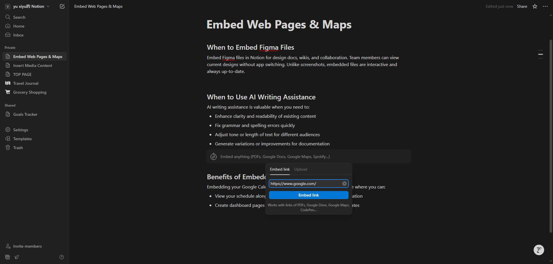 Screenshot for Create the Embed