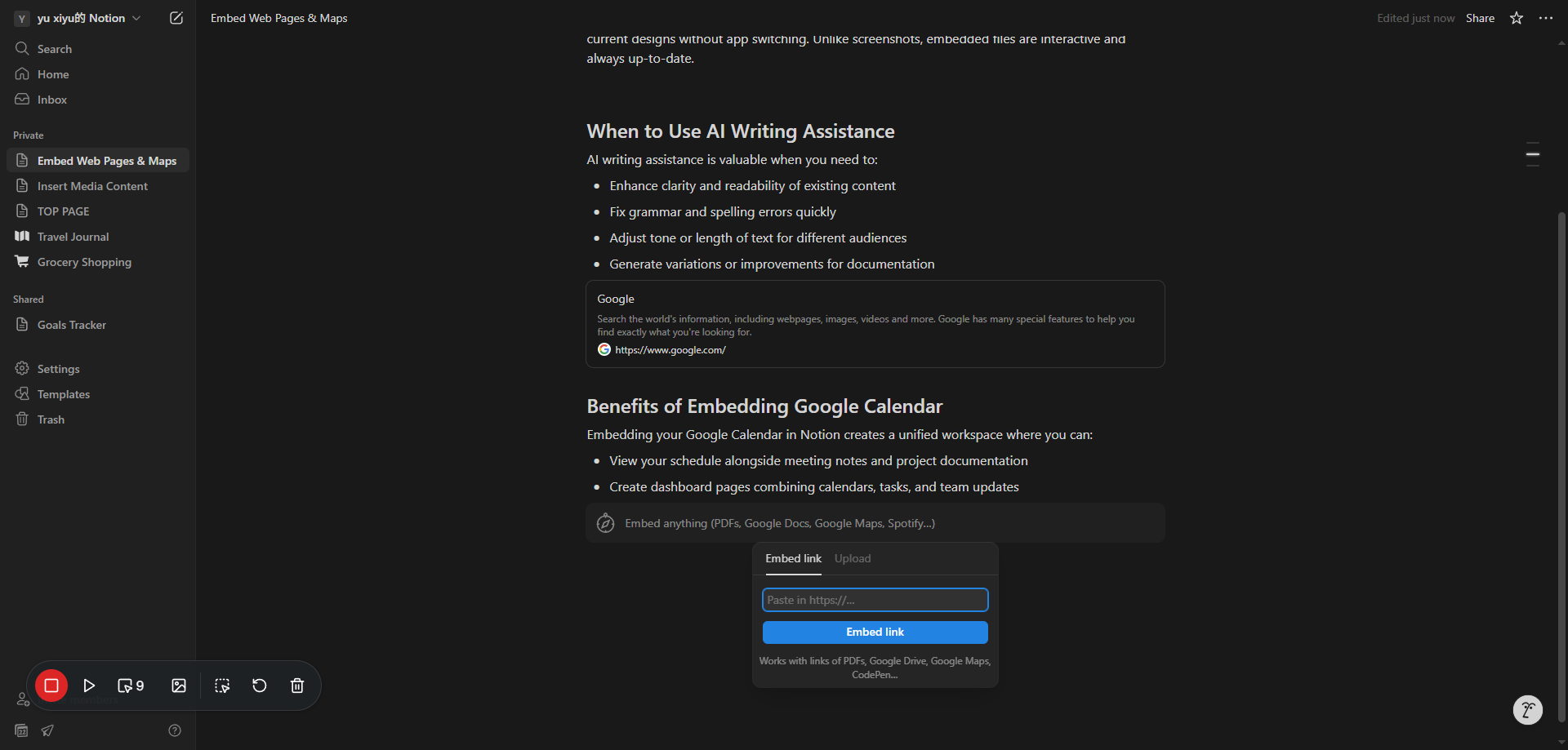 Screenshot for Add Another Embed Block