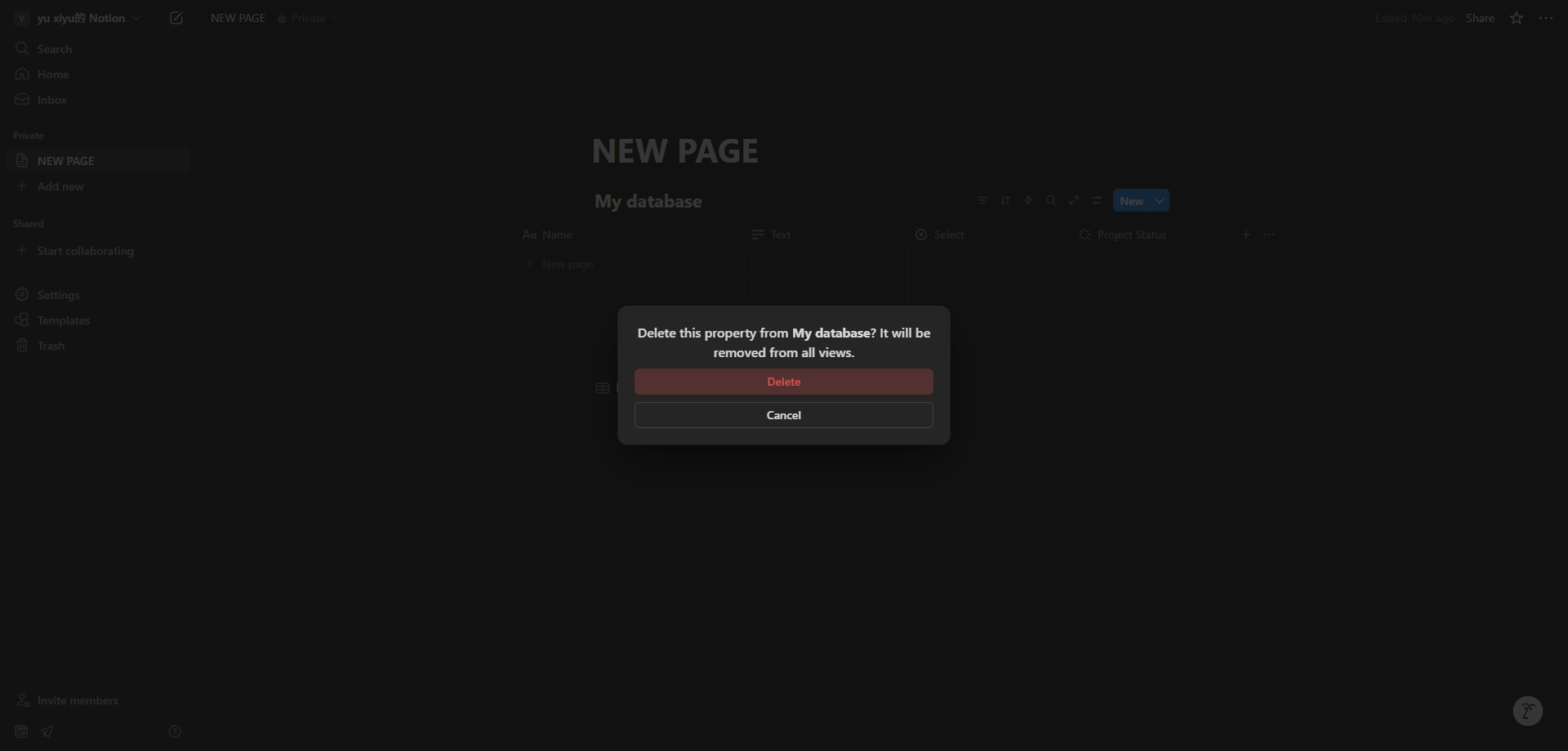 Screenshot for Confirm Deletion