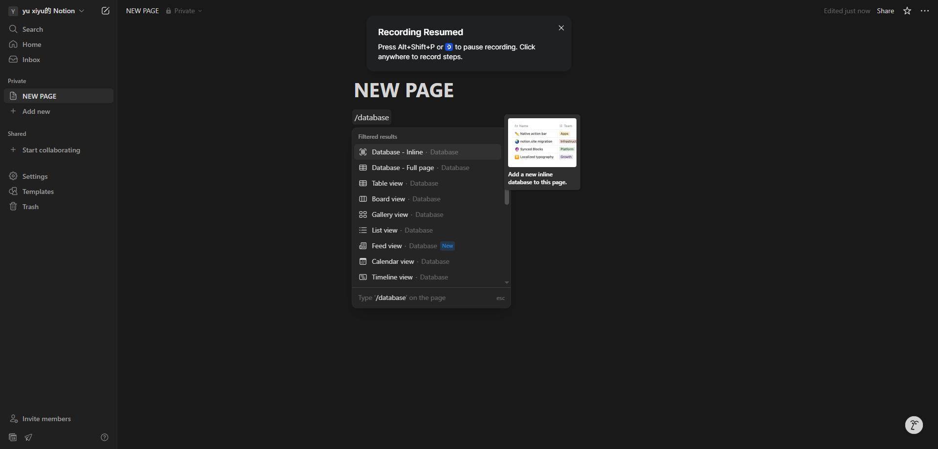 Screenshot for Choose Database Type